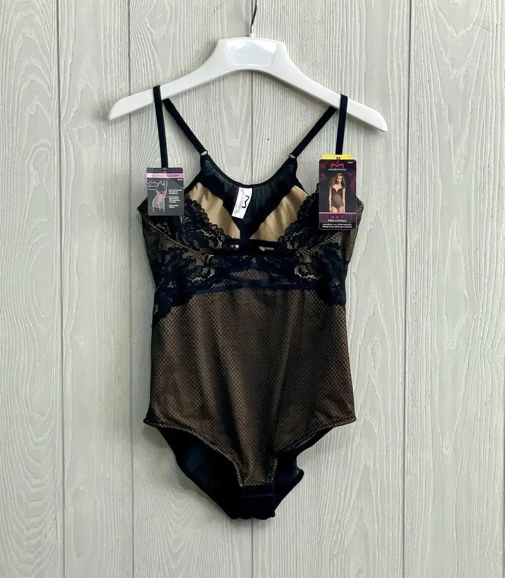 Maidenform All Over Solutions Shaping Bodysuit Black Medium NWT